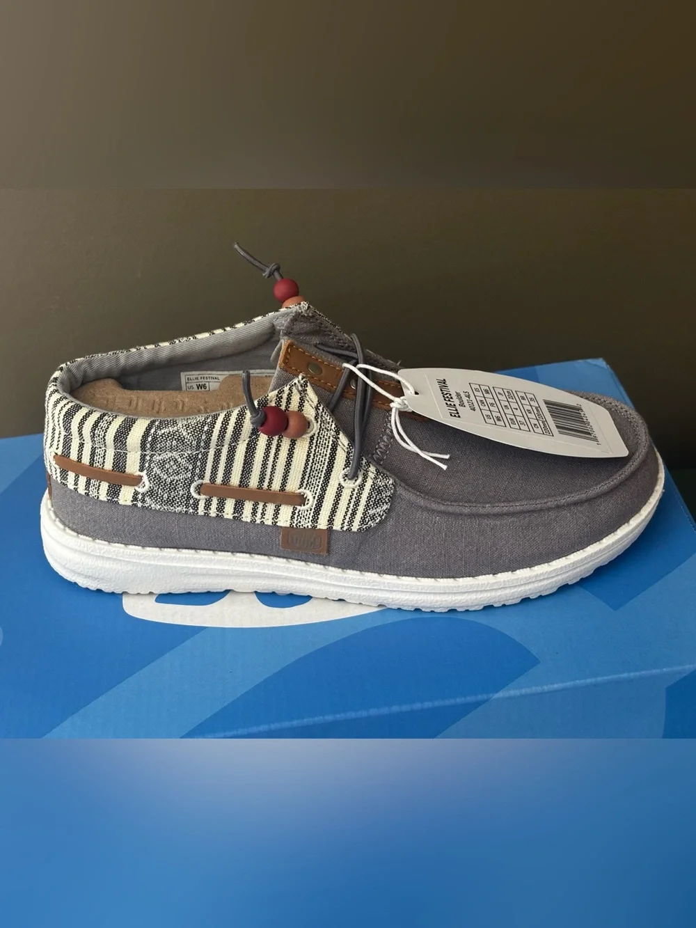 Hey Dude Ellie Festival Women’s Size 6 Gray Boulder Print Boho Beach Slip-on New